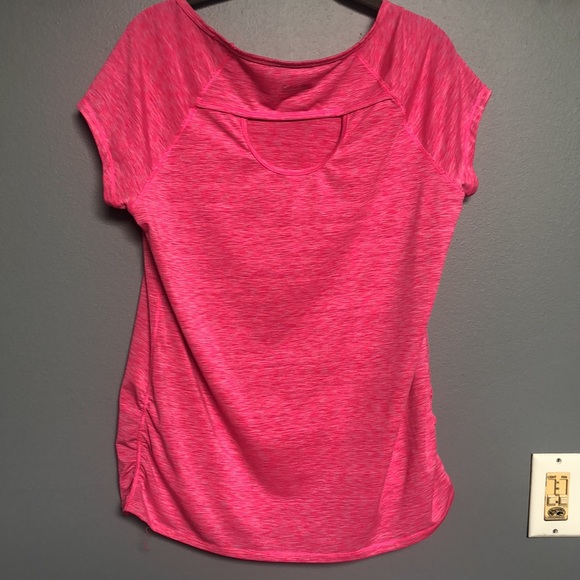 Pink & White Performance Tee with Back Hole Accent - Picture 2 of 11